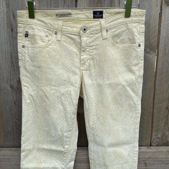Adriano Goldschmied The Legging Super Skinny Ankle Jean Snake Print Yellow Sz 29 - Picture 2 of 10
